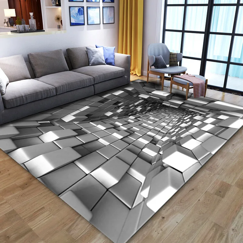 Factory direct wholesales geometry Luxury Decoration floor mat 3D Printed vision technology sense carpet for living room40*60cm