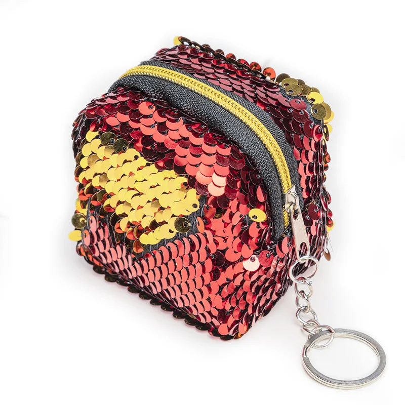 Personality Luxury Change Color Sequin Mini Square Bag Kids Small Coin Purses Portable Wallet For Girls