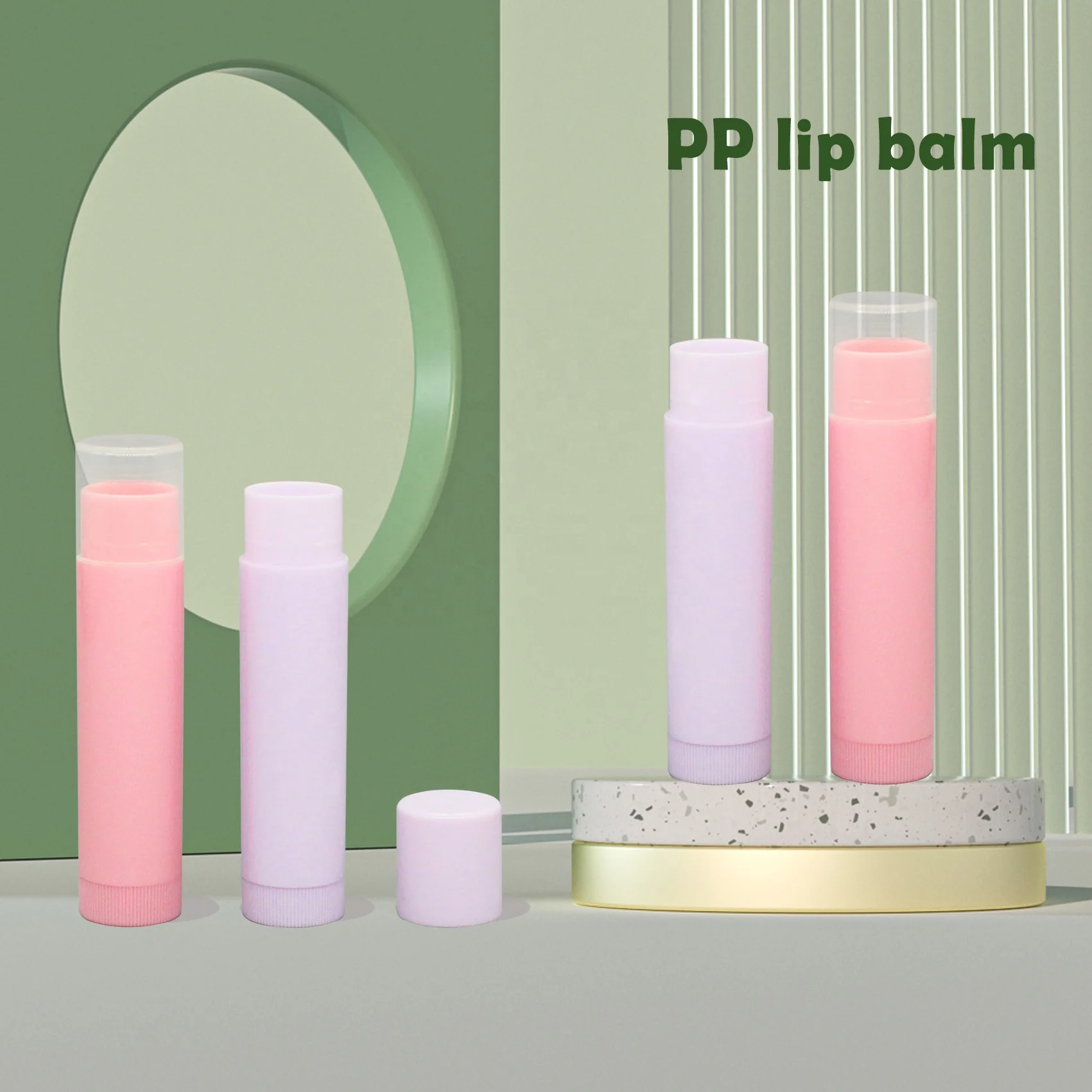 2022 new design eco friendly recycle PP material lip balm container high quality empty lipbalm tube for cosmetic packaging