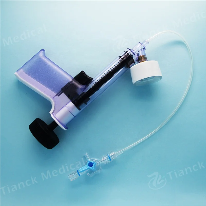 Tianck Cardio-vascular Ptca Medical Disposable Gun Type Inflator Pressure Balloon Inflation Device for Balloon Catheter