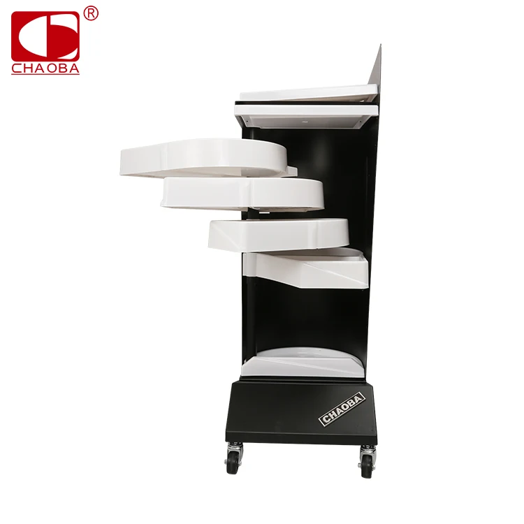 High Quality Portable Cheap Black Salon Metal Plastic Hairdressing Trolley With Strong