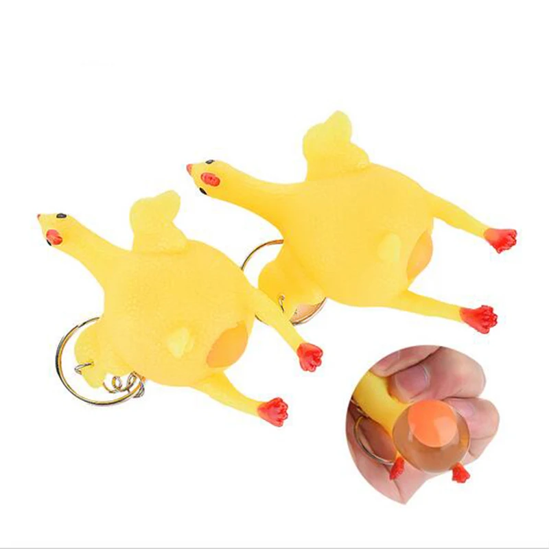 1PCS Funny Gadgets Novelty Antistress Squeeze Chicken Laying Egg Chicken Keychain Toys Surprise Squishy Kids Toys for Halloween