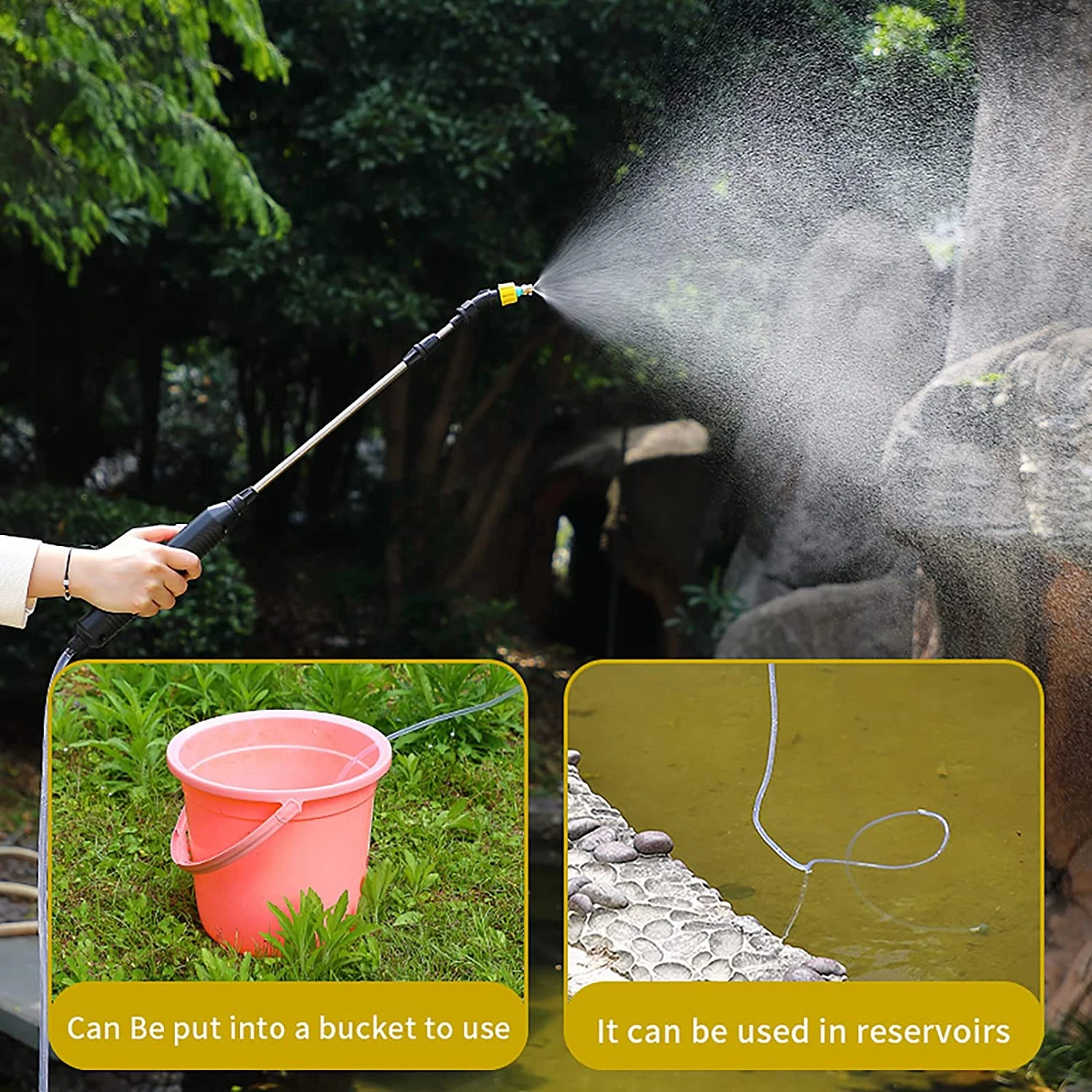 Electric Garden Sprayer Watering Wand Flowers Gardening Electric Water Spray Tools with Telescopic Wand for Yard Lawn Plants