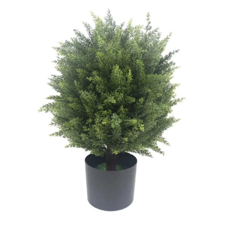 UV Resistant Artificial Cedar Topiary Ball Plants Faux Boxwood Trees Artificial Shrub Plant In Pots For Home Garden Decor Indoor