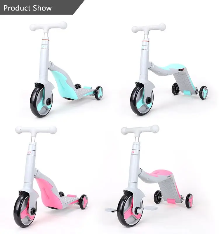 2021 new 3 wheels mini child kick scooter 3 in 1 ride a bike with music speaker seat