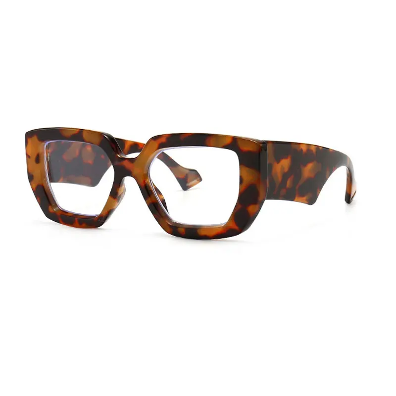 2021  retro Big PC Frame Glasses Fashion wood frame glasses Female Transparent Optical Eyeglasses