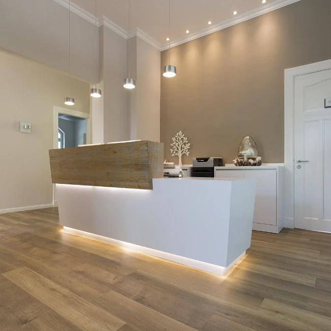 Luxury White Front Desk Counter Reception Durable Solid Surface Reception Desk for Hospital