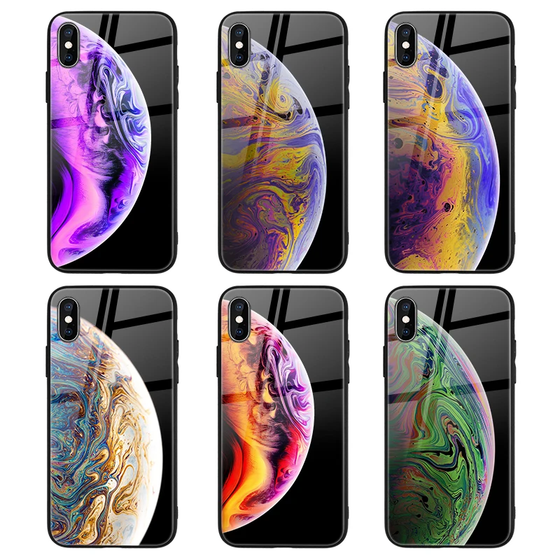  For iPhone 12 11 Pro Max XS XR Case Custom Printing Tempered Glass Hard Phone Earth Planet Back