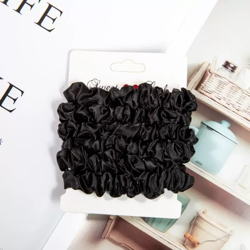 Custom Design Pure Color Fabric Satin Elastic Hairband Accessories Elegant Set Silk Scrunchie ties For Women