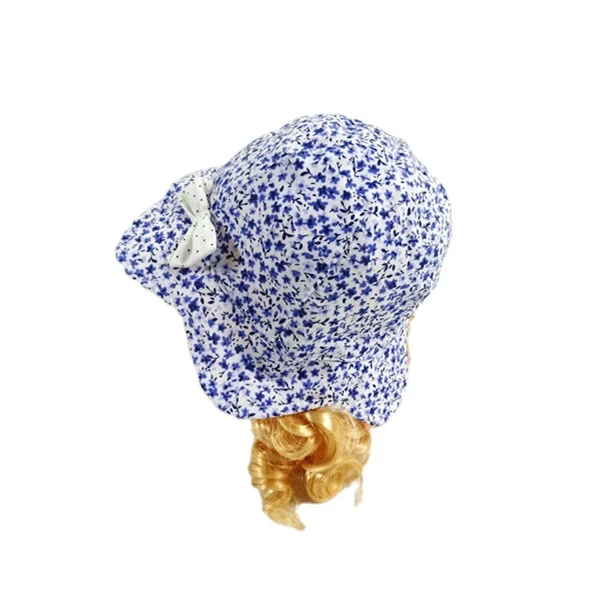 Ins Fashion Baby Full Floral Print Bucket Hat with Bowtie