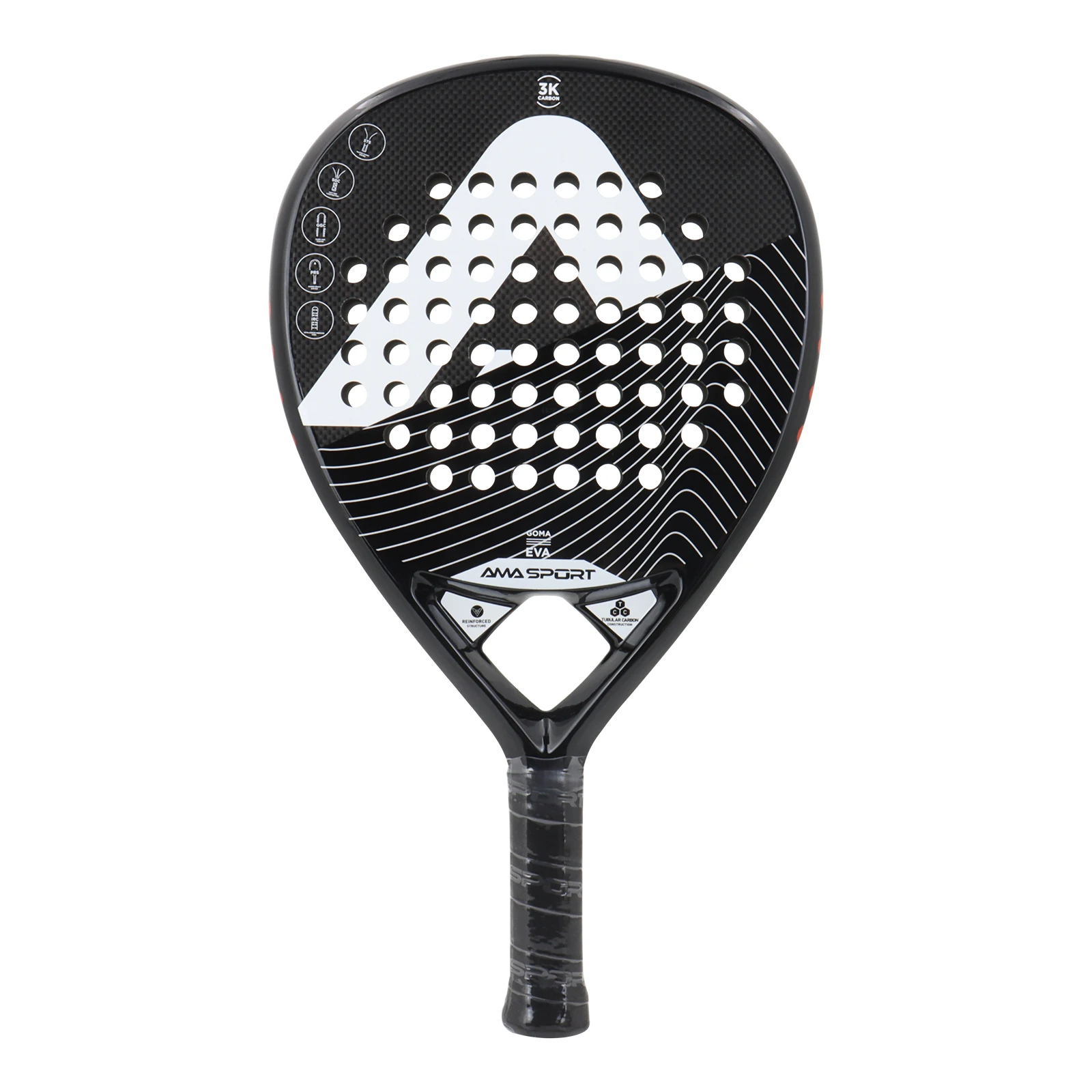 2024 AMA SPORT Professional Printing Manufacturers Premium Quality OEM Custom 3k Carbon Fiber Padel Racket