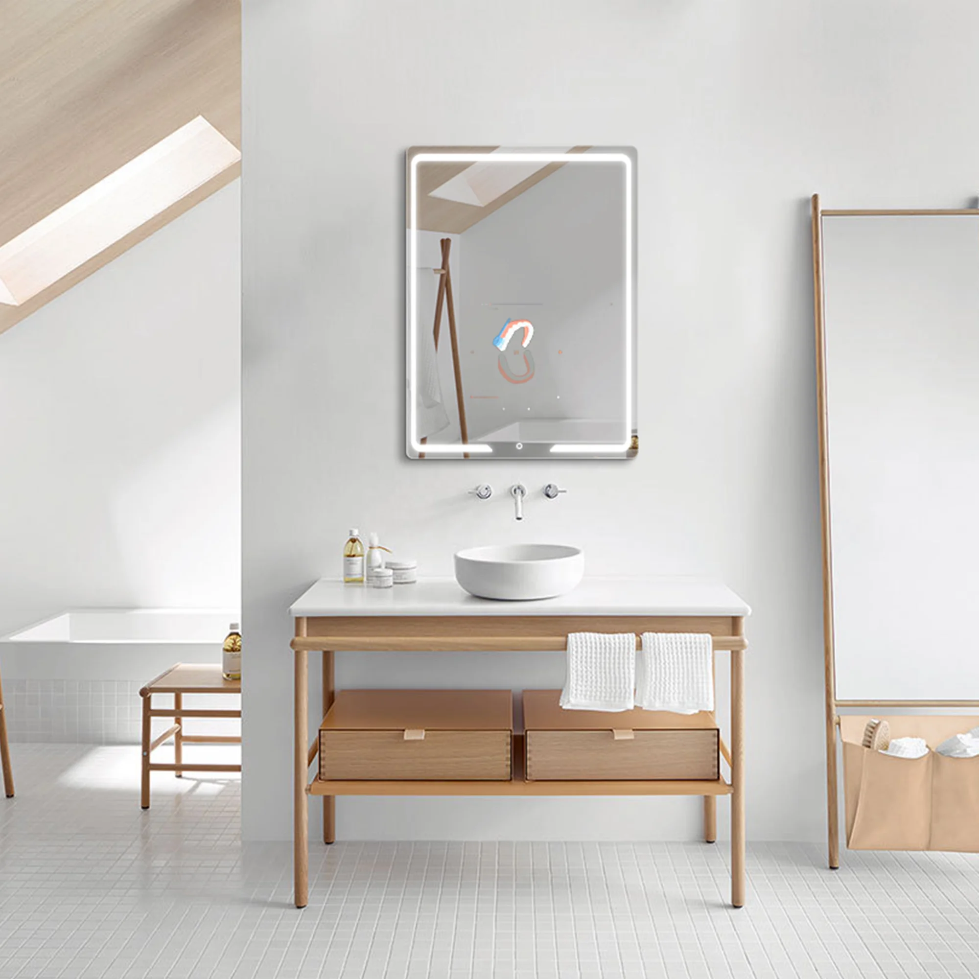 Touch smart mirror for bathroom bedroom living room with Android OS WiFi connected music and video play