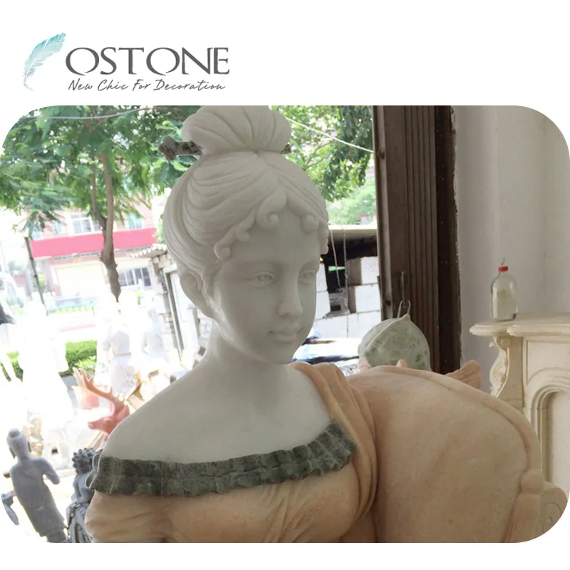 Classic Garden Lying Bed Woman Figure Carving Nude Marble Statue