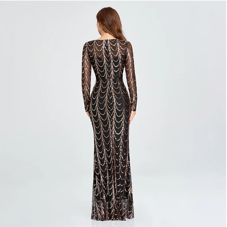 Wholesale Luxurious Women Luxurious Evening Dress Sleeveless O Neck Mermaid Sequin Prom Dress Plus size holiday party dress