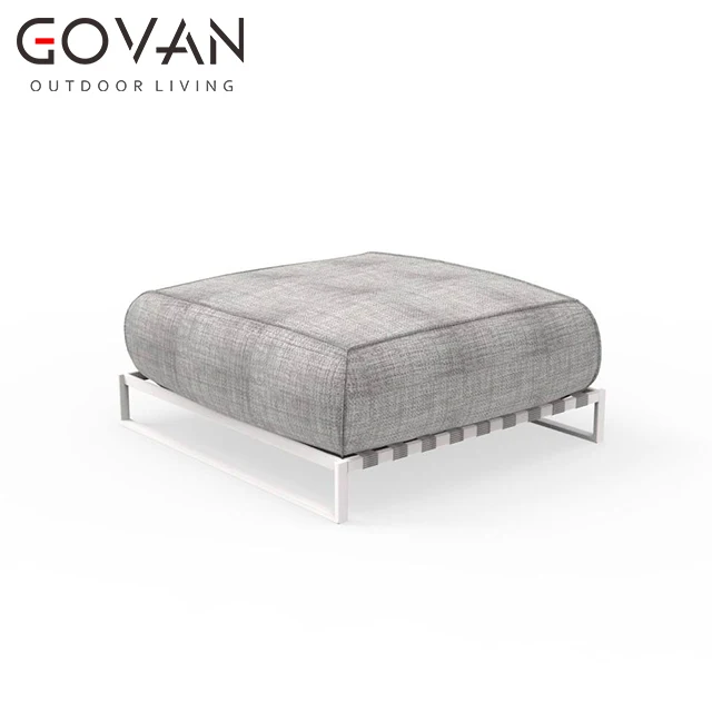 Modern simplicity design hotel villa home leisure furniture garden footstool outdoor stainless steel frame ottoman