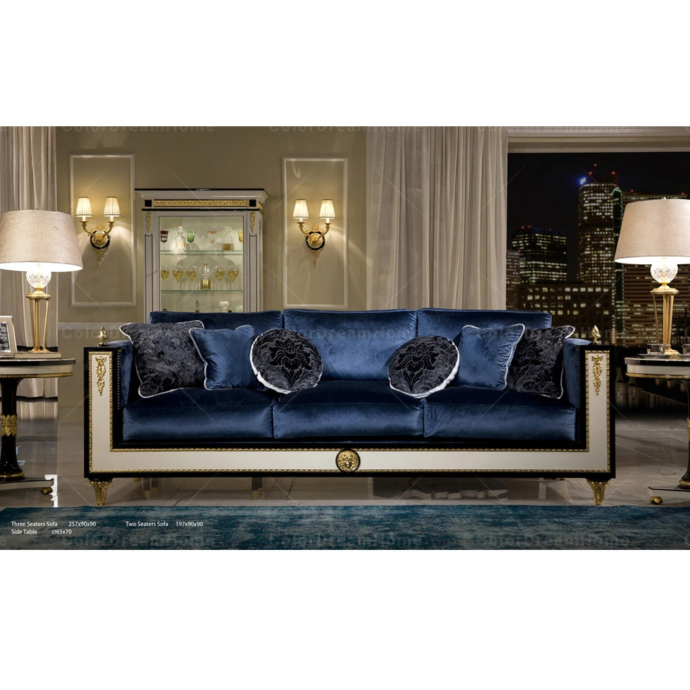 Итальянский классический стиль ручной работы бархатный диван набор королевская роскошная мебель для гостиной наборы