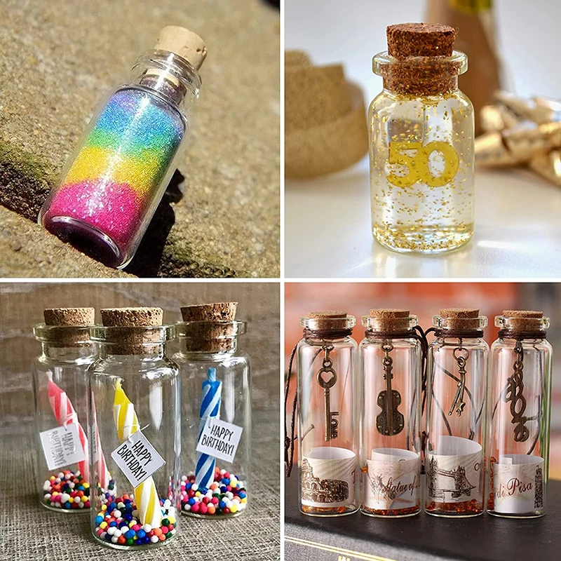 Crystal Healing Tumbled Mini Glass Bottles with Cork Stoppers Mini Party Favors Jars Wish Bottles