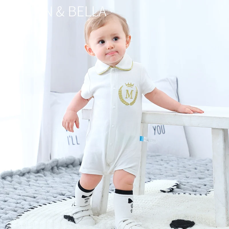 
AustinBella wholesale fashion boutique baby clothes newborn baby boy summer clothes romper designer famous brands jumpsuit 