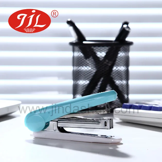 Factory direct sales fashion plastic stapler solid color office clerk portable stapler
