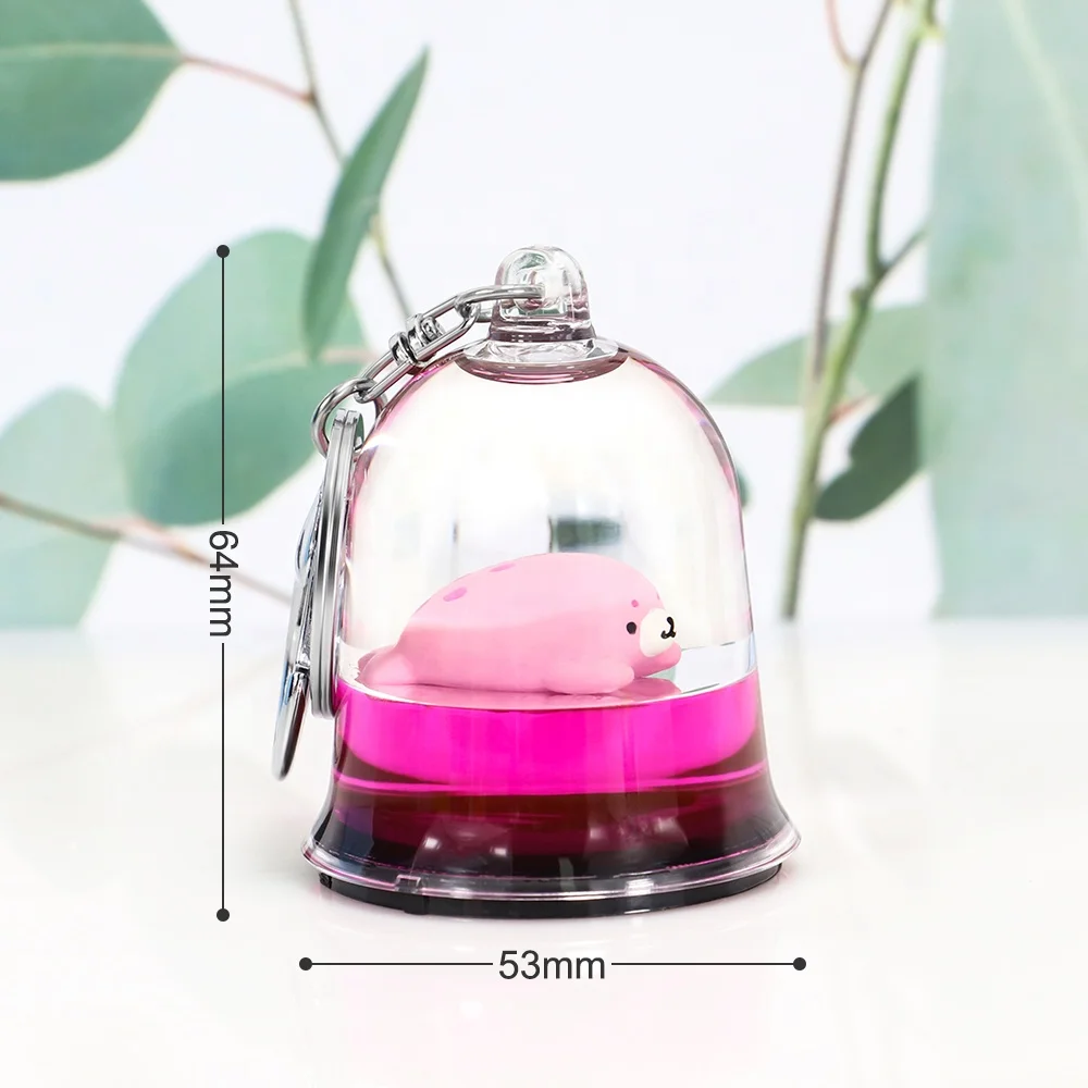 Bell Marine Ocean Park Liquid Floater Keyring Water Flotage Floating Aqua Floaty Key Holder Aquarium Mini Snow Globe Keychain