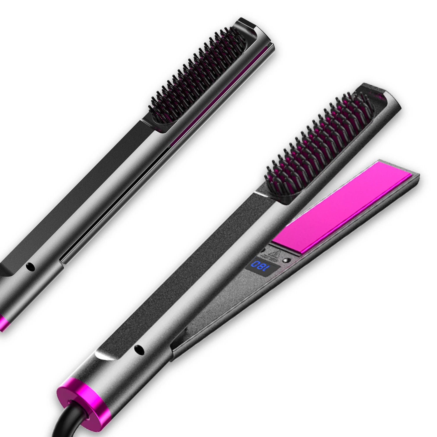 
New arrival Private label brand 3 in1 hair straightener /curling hair/ comb LED temperature display fast heating flat iron 