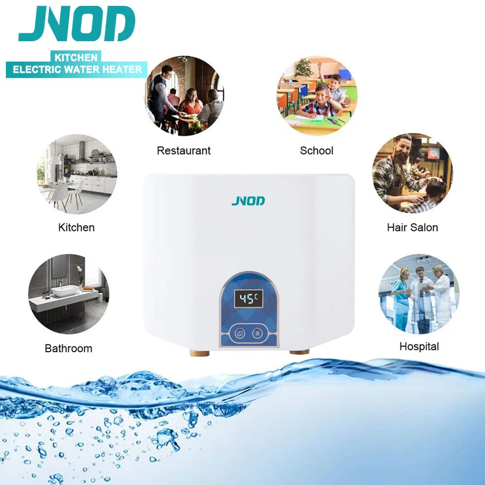 JNOD Kitchen Bathroom Mini Electric Instant Electric Hot Water Heater Tankless for Shower