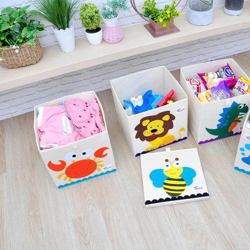 Christmas Animal Oxford Cloth Foldable Organizer Storage Boxes Cartoon Santa Tiger Horse Monkey Pig Cubes Kids Fold Storage Box