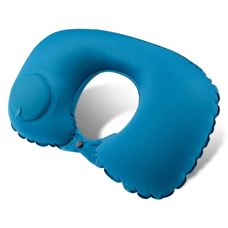 Wholesale push inflatable U-shaped pillow lightweight portable foldable outdoor airplane car travel neck pillow