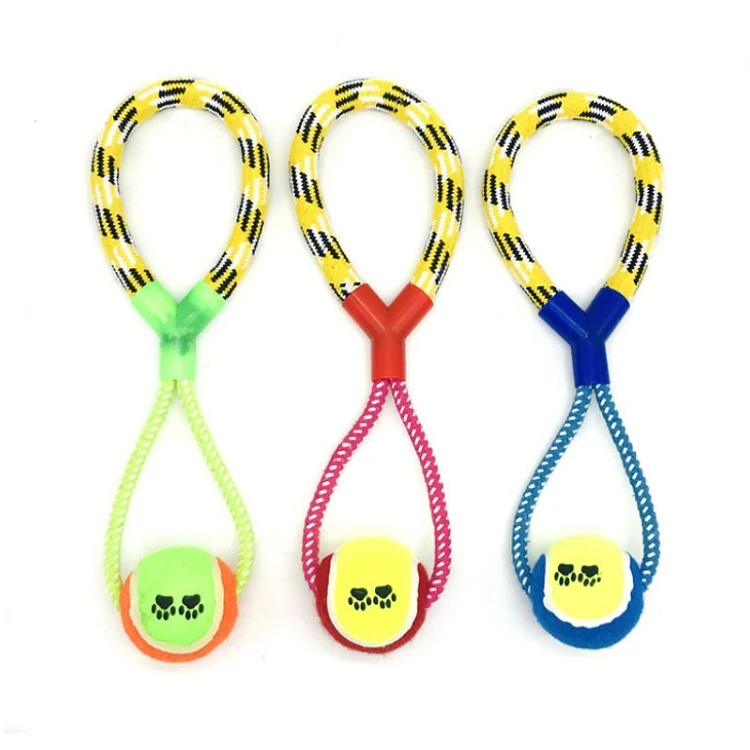 
Durable Creative Number Eight Shape Tennis Cotton Rope Pet Toy Playing Training Dog Chew Toy 