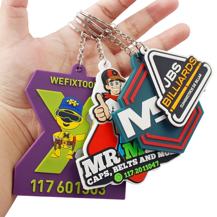 Manufacturer Custom Silicone Cute Letter 2d Pvc Key chain Keyring Promotional Gift Designer Rubber Soft 3d Logo Custom Keychain