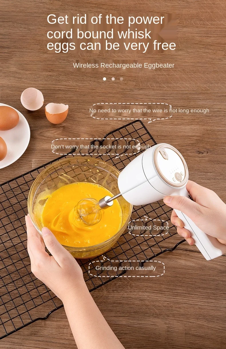 Tommygo 2021 new egg beater electric household wireless small full automatic cream beater manual cake baking tool mixer