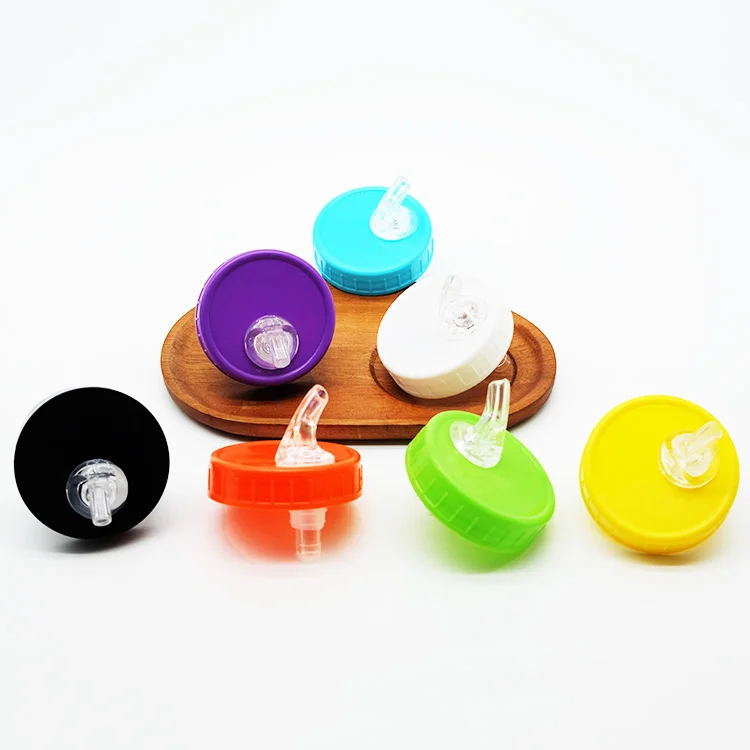 Free Flow 70mm Mason Jar Pour Spouts Cap Regular Mouth Plastic Pour-out Spout Lid for Spirits Syrups Whiskey