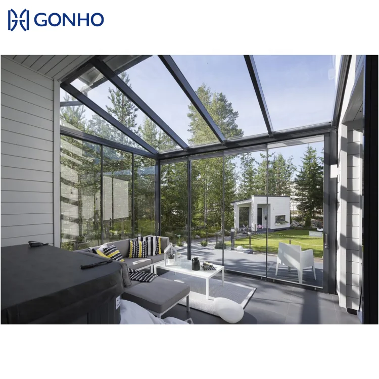 Factory Direct Sale Sunshine Greenhouse Customized Shape Aluminum Frame Double Glass Stable Backyard Sunroom