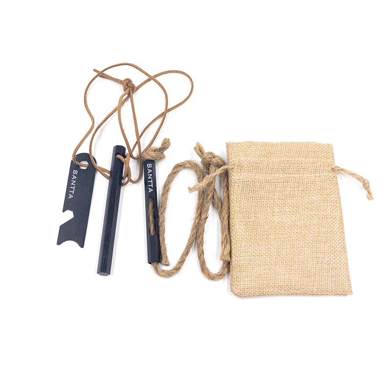 Customize LOGO Fire Starting Tools- 100*10mm Ferro Rod with  Multi-Tool Striker and Fire Starter Wick for Campfire