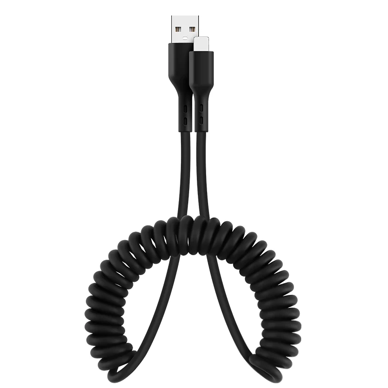 2022 Hot Selling Low Price Car USB Cable Micro USB 66W Type C Cable Fast Charging Flexible Stretchable Charging Cable For iPhone