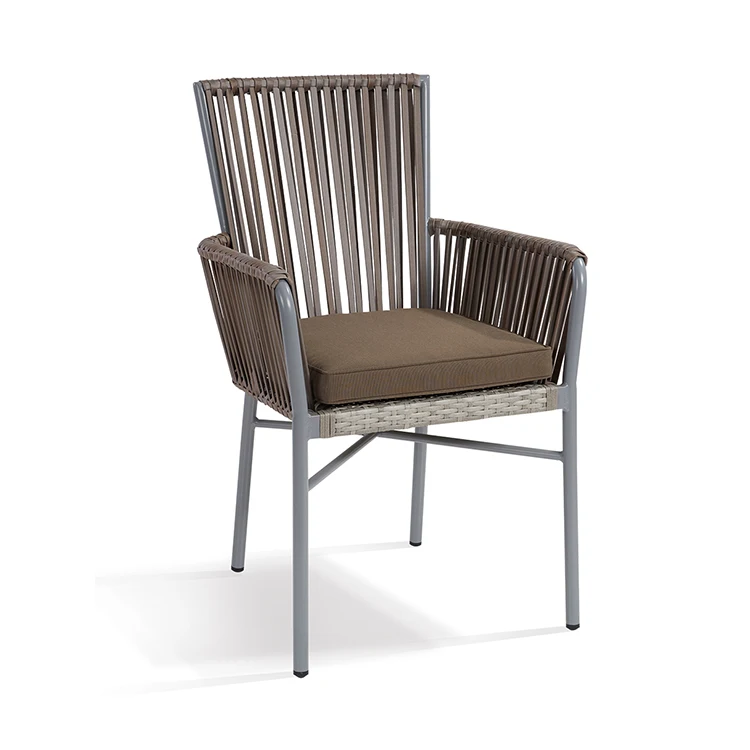 Современное обеденное кресло с высокой спинкой для сада, патио, уличная мебель, водонепроницаемые стулья из ротанга с высокой спинкой