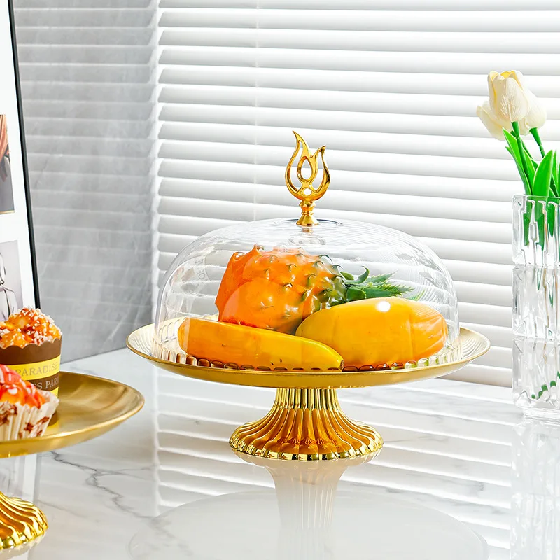 New New Fruit tasting display plate food dust cover pastry dim sum tray with transparent lid round box