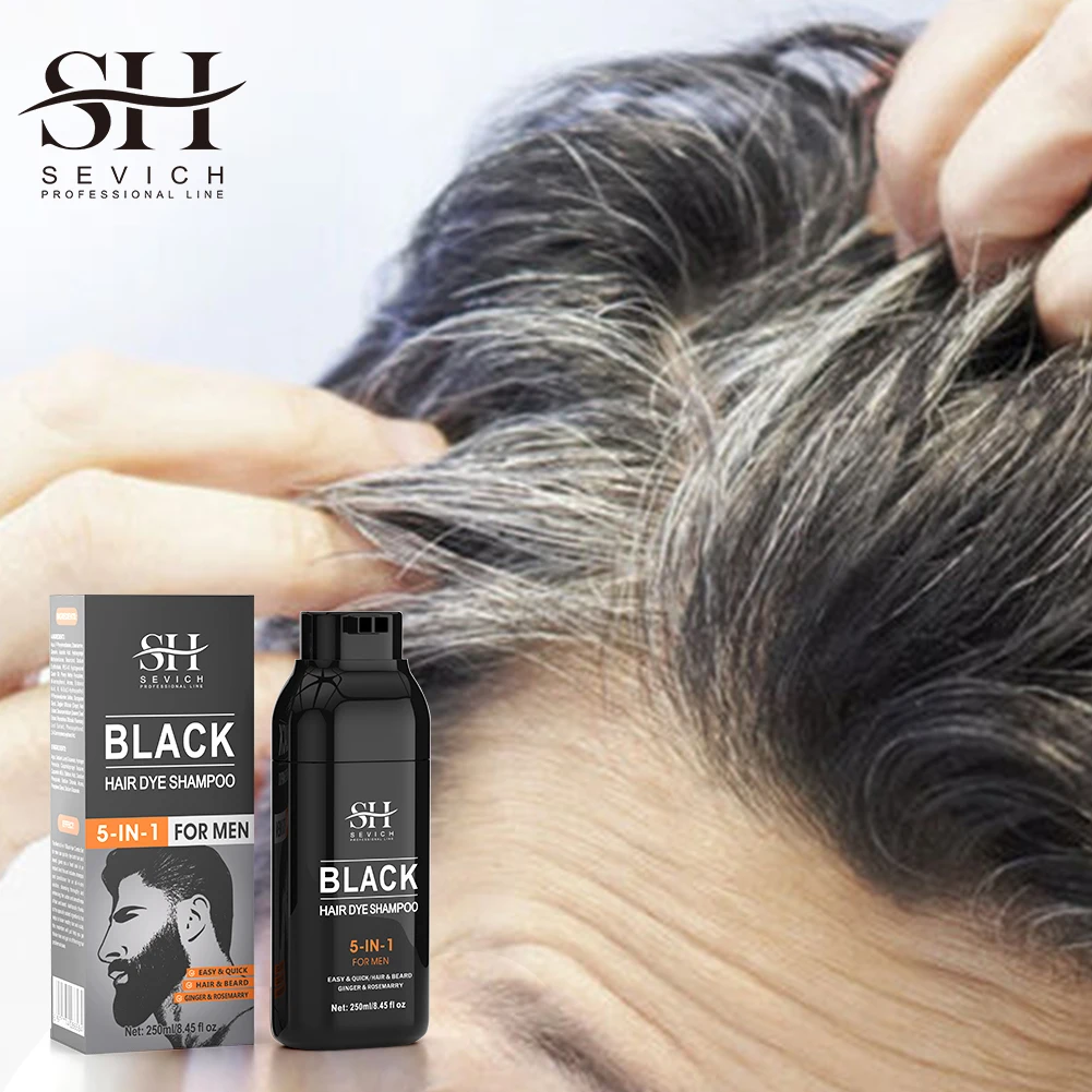 250ml Black Hair Shampoo Semi-Permanent White Hair To Black Treatment Black Hair Color Dye Shampoo For Men