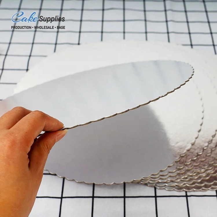 Cake Pad Flat Paper Plate Tray 8 10 12 14 inch Bakery Round Golden Scalloped Edge Waterproof Quality Good Cake Board