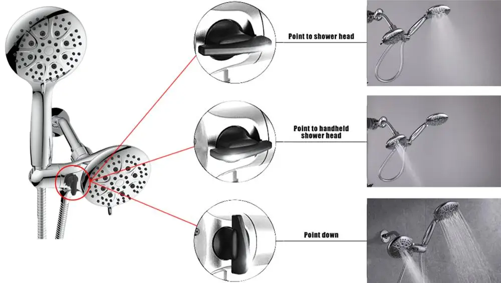 
12 setting high quality rainfall shower head system shower head combo 