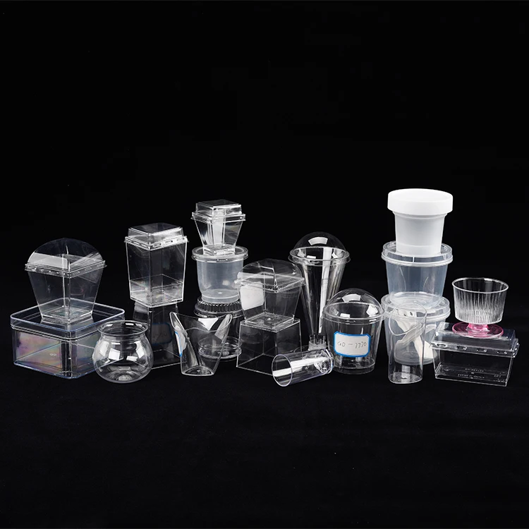 Square Shape Custom 410Ml PP/PS Cups Disposable Transparent Food Grade Fruit Smoothie Pudding Cup With Lids