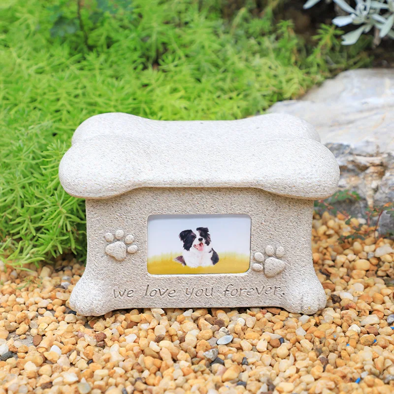 New Creative Design Pet Funeral Box Supplies Resin Coffin With Photo Frames Memorial Cat Dog Urns