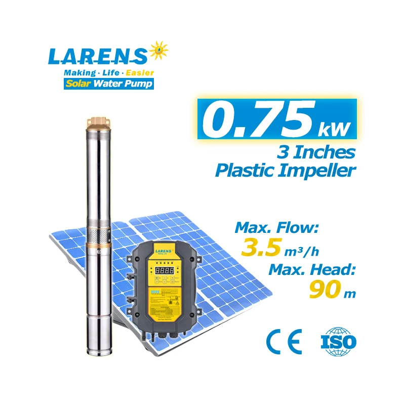 Bomba De Agua Solar 1Hp 50 Meter Head  New Farm Solar Deep Well Water Pump For Borehole