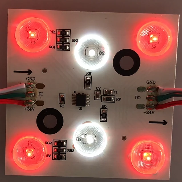 Addressable TM1814 RGBW LED Module Dream Color SPI Signal Programmable Diffused Lens 24V 90CRI for Ceiling Lightbox ad Lighting