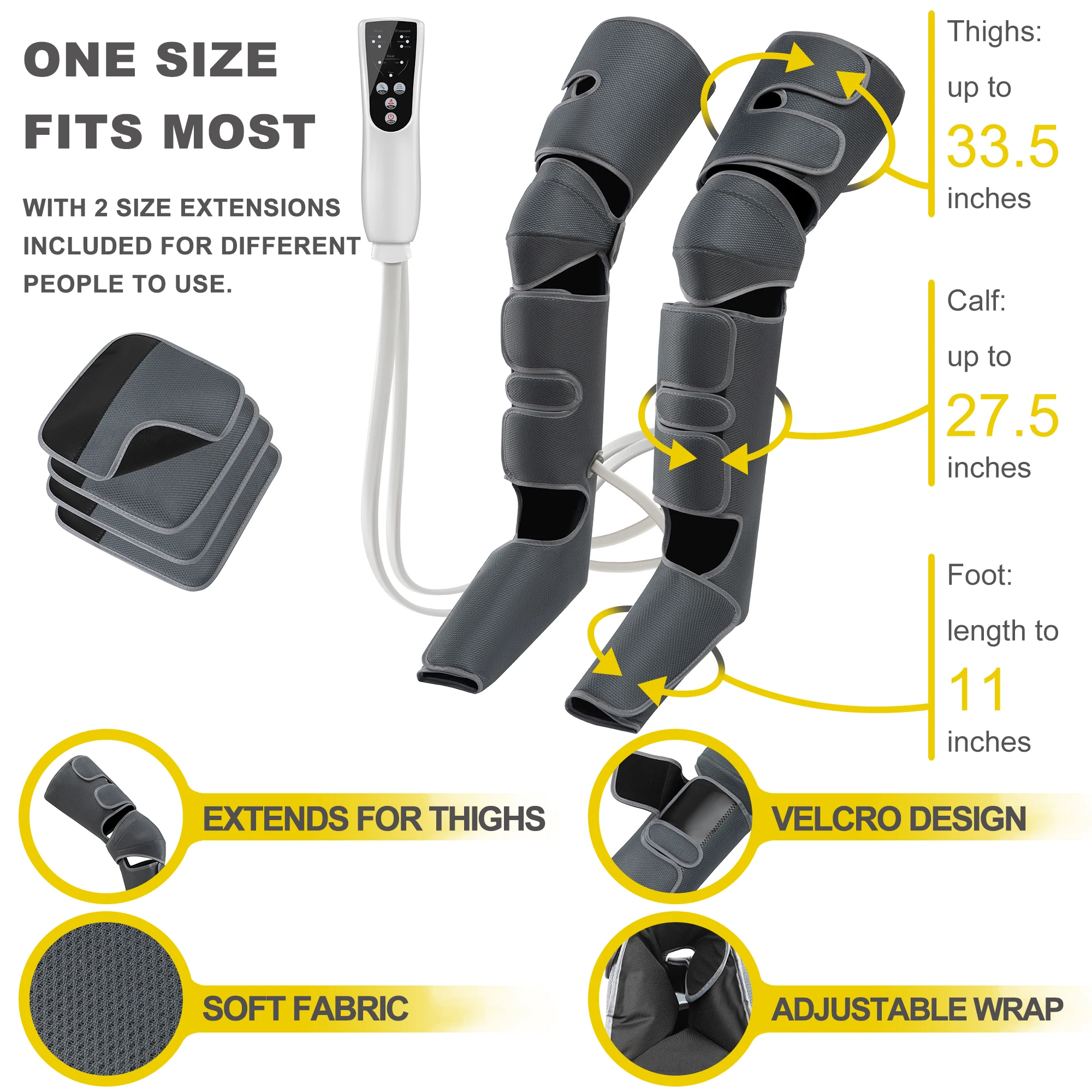 LY-670D 3 intensities 3 modes electric air compression leg massager wraps for circulation with heat