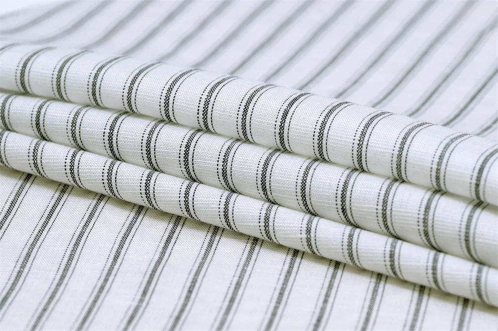 #2959  Factory price yarn dyed striped linen tencel lyocell  fabric for clothing