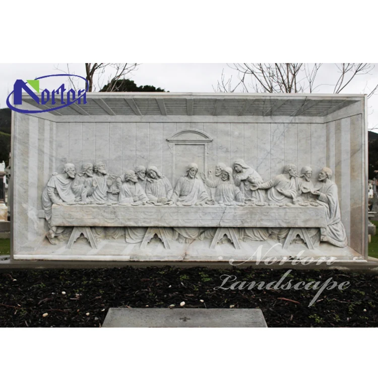 Home Decoration Hand Carved Stone Marble Wall Art Relief The Last Supper Stone Sculpture For Sale