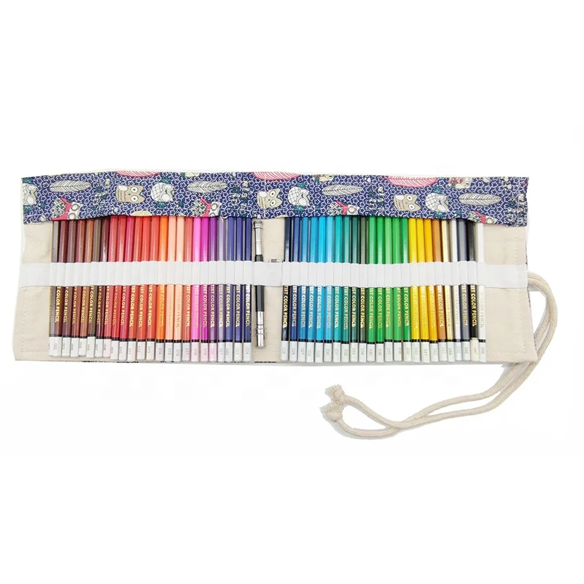 Hot wholesale 48 pieces wax oil color pencils creativity art set in fiber wrap