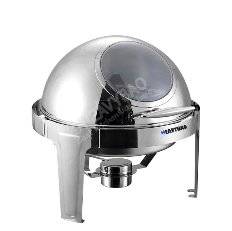 Heavybao Commercial Food Container Warmer Round Buffet Chafing Dish Used Food Deluxe Round Roll Top Chafing Dish