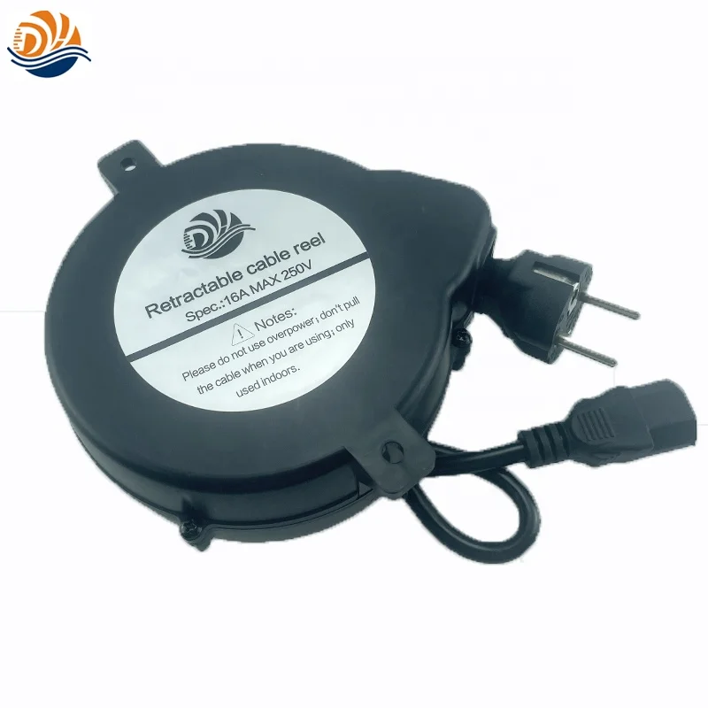 IEC C13 connector 3.5M 10A spring loaded retractable automatic ev cable roller reel for car charge